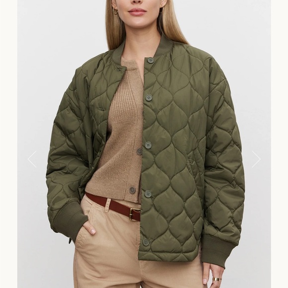 Olive Quilted Bomber Jacket